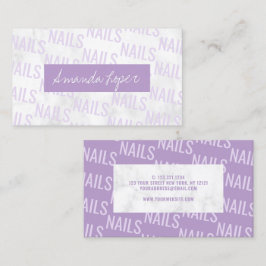 モダン白大理石と紫爪、 ネイル 名刺