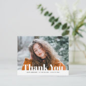 モダン白文字写真感謝してい卒業前 ポストカード (スタンド正面)