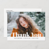 モダン白文字写真感謝してい卒業前 ポストカード (正面/裏面)