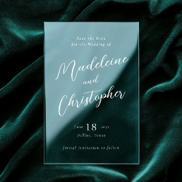 モダン白書文字澄ん結婚の アクリル招待状