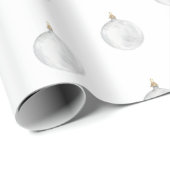 モダン白淡い色の白いクリスマスバルブギフト ラッピングペーパー (ロールコーナー)