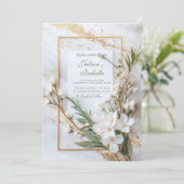 モダン白結婚花 招待状 (スタンド正面)