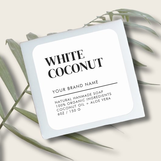モダン白製品包装石けんラベル スクエアシール
