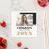 モダン白黒おめでとう大学院写真 スタンダードカクテルナプキン (インサイチュ)