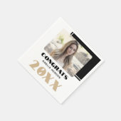 モダン白黒おめでとう大学院写真 スタンダードカクテルナプキン (角)