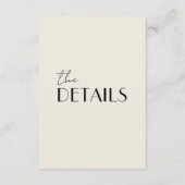 モダン白黒お洒落結婚詳細 エンクロージャーカード (裏面)