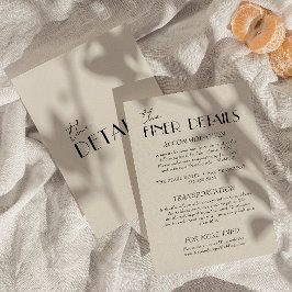 モダン白黒お洒落結婚詳細 エンクロージャーカード