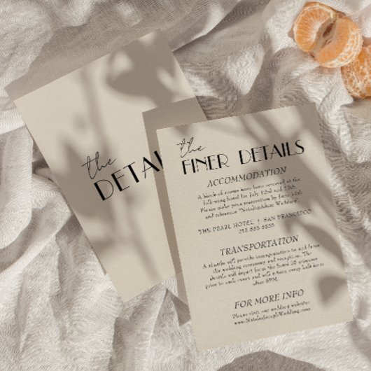 モダン白黒お洒落結婚詳細 エンクロージャーカード