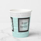 モダン白黒とグレパターン（の模様が）あるー 紙コップ (裏面)