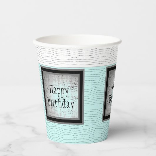 モダン白黒とグレパターン（の模様が）あるー 紙コップ (正面)