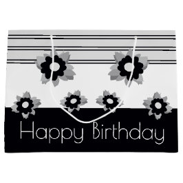 モダン白黒とグレー ラージペーパーバッグ