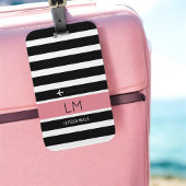 モダン白黒とパストライプンクの ラゲッジタグ