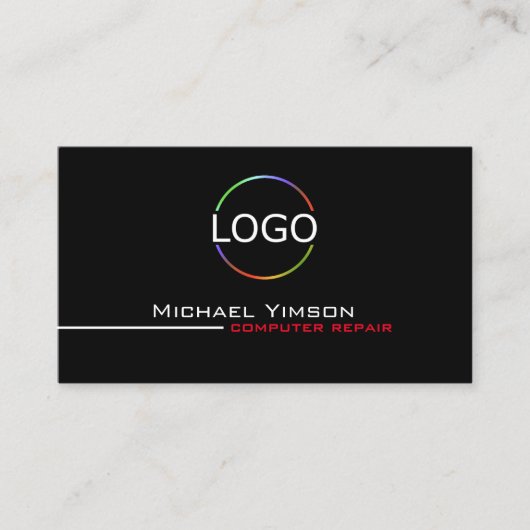 モダン白黒とロゴおよびフォトプロフェッショナル 名刺 (正面)