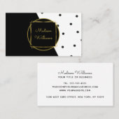 モダン白黒と金ゴールドの色ブロック水玉模様 名刺 (正面/裏面)