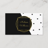 モダン白黒と金ゴールドの色ブロック水玉模様 名刺 (正面)