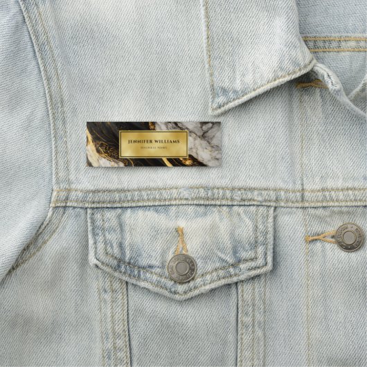 モダン白黒と金ゴールド大理石 名札 (インサイチュ)