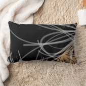 モダン白黒と金ゴールド抽象デザイン ランバークッション (ブランケット)