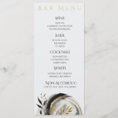 モダン白黒と金ゴールド結婚のディナーとバー メニュー (裏面)