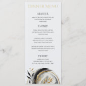 モダン白黒と金ゴールド結婚のディナーとバー メニュー (正面)