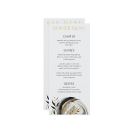 モダン白黒と金ゴールド結婚のディナーとバー メニュー