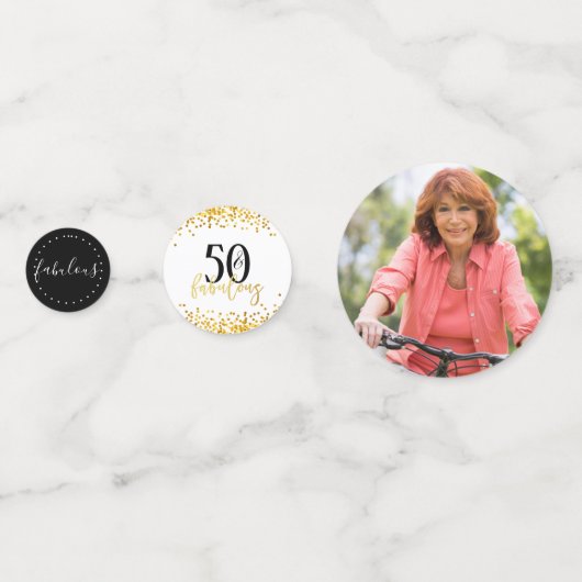 モダン白黒と金ゴールド50と素晴らしい コンフェッティ (裏面)