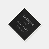 モダン白黒のスクリプ結婚ト スタンダードカクテルナプキン (角)