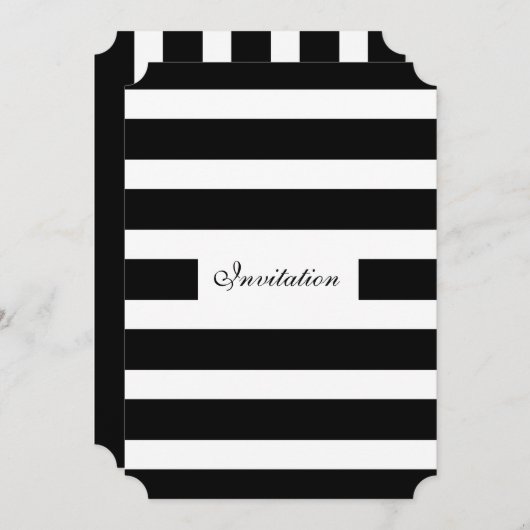 モダン白黒のストライプ結婚式招待状 招待状 (正面/裏面)