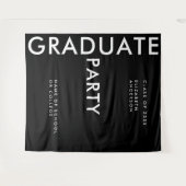 モダン白黒のパーソナライズ卒業の背景 タペストリー (正面(横))