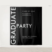 モダン白黒のパーソナライズ卒業の背景 タペストリー (正面)