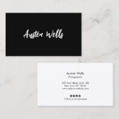 モダン白黒のミニマルはっきりしたスクリプト 名刺 (正面/裏面)