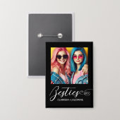 /モダン白黒の写真パーソナライズされた 缶バッジ (正面/裏面)