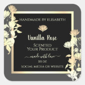 モダン白黒の包装ラベル金ゴールド枠 スクエアシール (正面)