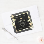 モダン白黒の包装ラベル金ゴールド枠 スクエアシール (封筒)