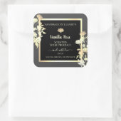 モダン白黒の包装ラベル金ゴールド枠 スクエアシール (バッグ)