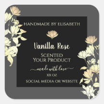 モダン白黒の包装ラベル金ゴールド枠