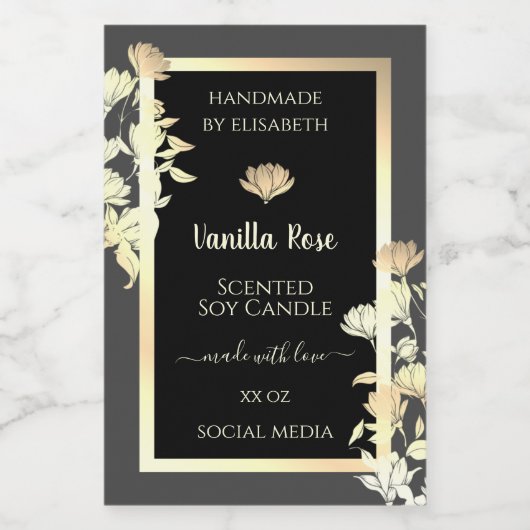 モダン白黒の包装ラベル金ゴールド枠 フードラベル (シングルラベル)