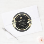 モダン白黒の包装ラベル金ゴールド枠 ラウンドシール (封筒)