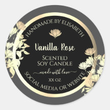 モダン白黒の包装ラベル金ゴールド枠