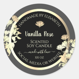 モダン白黒の包装ラベル金ゴールド枠 ラウンドシール