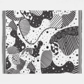 モダン白黒の幾何学的パターン フリースブランケット (正面(横))