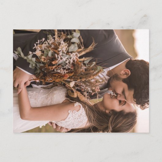 モダン白黒の書道の仮想結婚版 インビテーションポストカード (裏面)