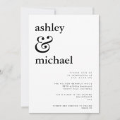 モダン白黒の水色アンパサンド結婚ズ 招待状 (正面)