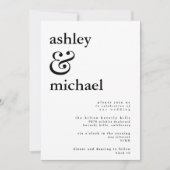 モダン白黒の水色アンパサンド結婚ズ 招待状 (正面)