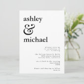 モダン白黒の水色アンパサンド結婚ズ 招待状 (スタンド正面)