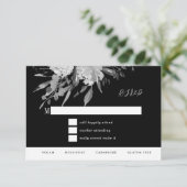 モダン白黒の水色フローラRSVP 招待状 (スタンド正面)