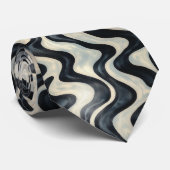 モダン白黒の波型 ネクタイ (ロール)