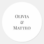モダン白黒の結婚モノグラムのステッカー ラウンドシール (正面)