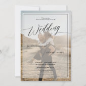 モダン白黒の結婚台本2枚の写真 招待状 (正面)