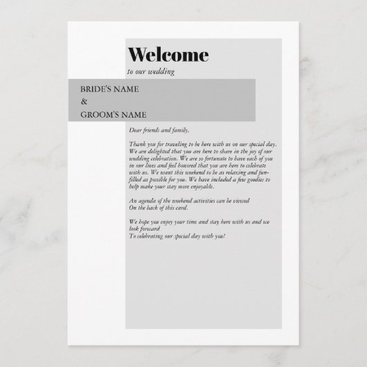 モダン白黒の結婚旅程 プログラム (正面)