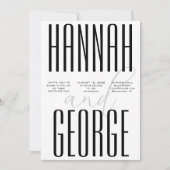 モダン白黒はっきりしたシンプルQRコー結婚ド 招待状 (正面)